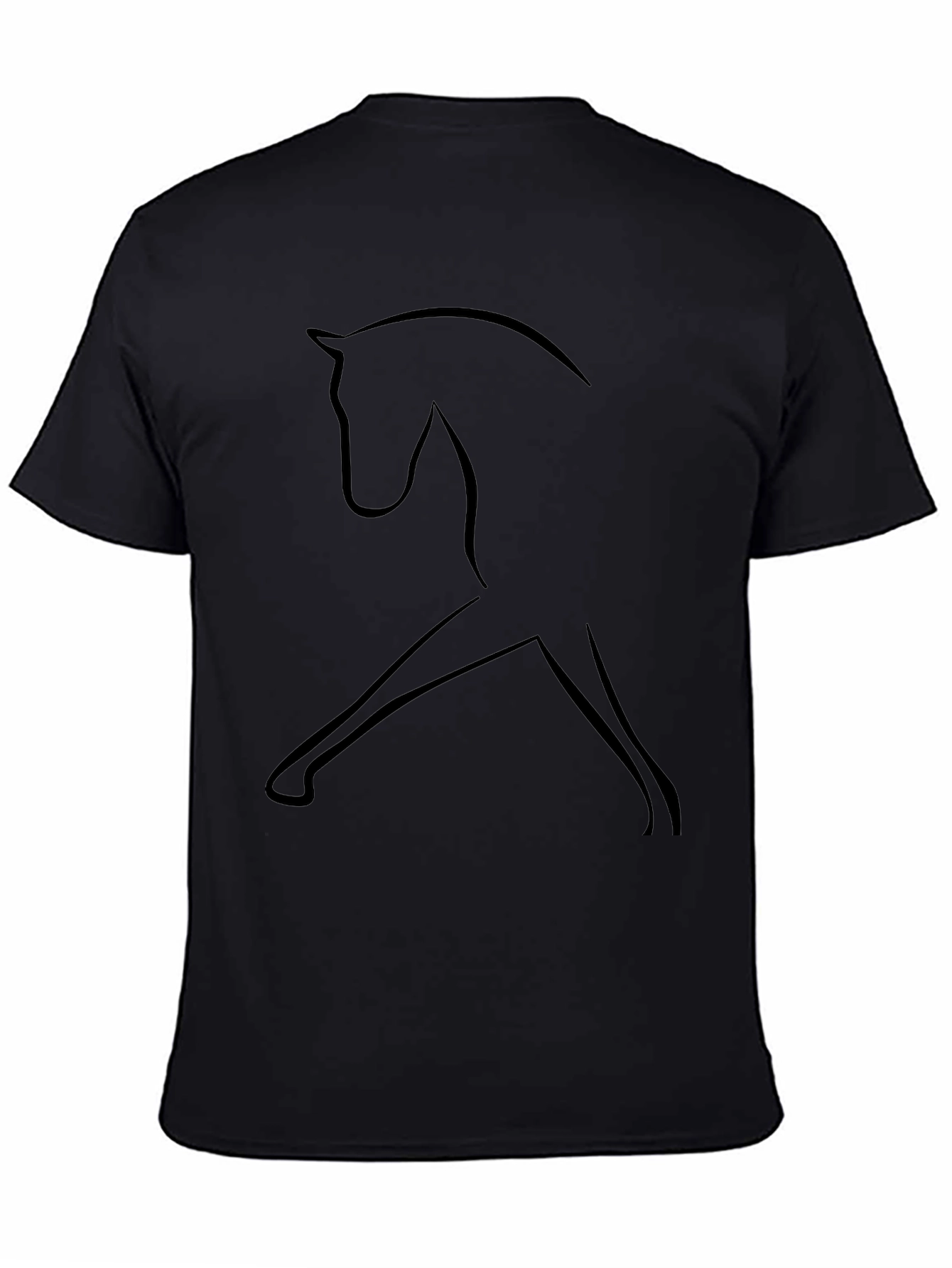 Minimalist Horse Outline Black T-Shirt