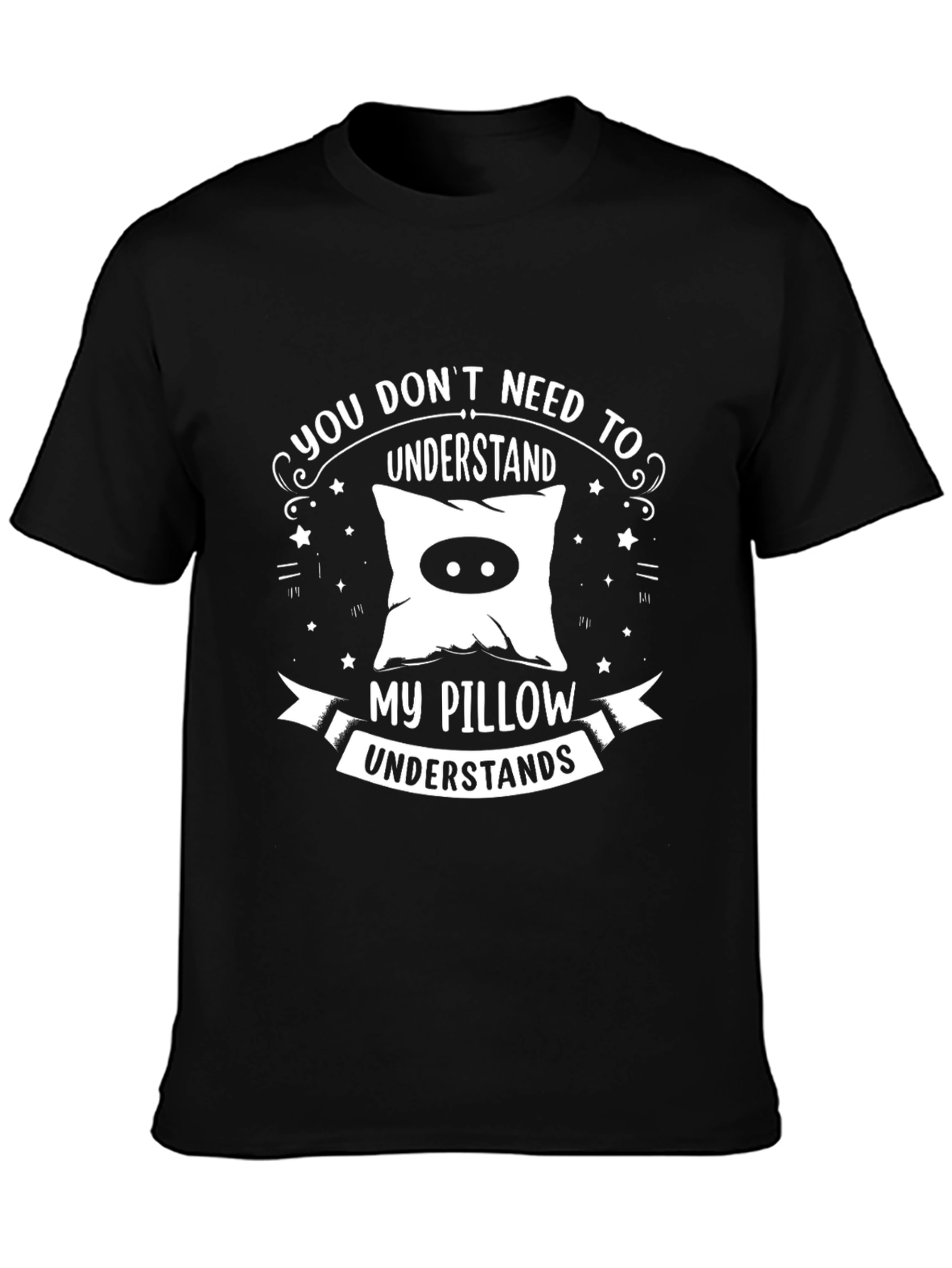 Pillow Understanding Black T-Shirt