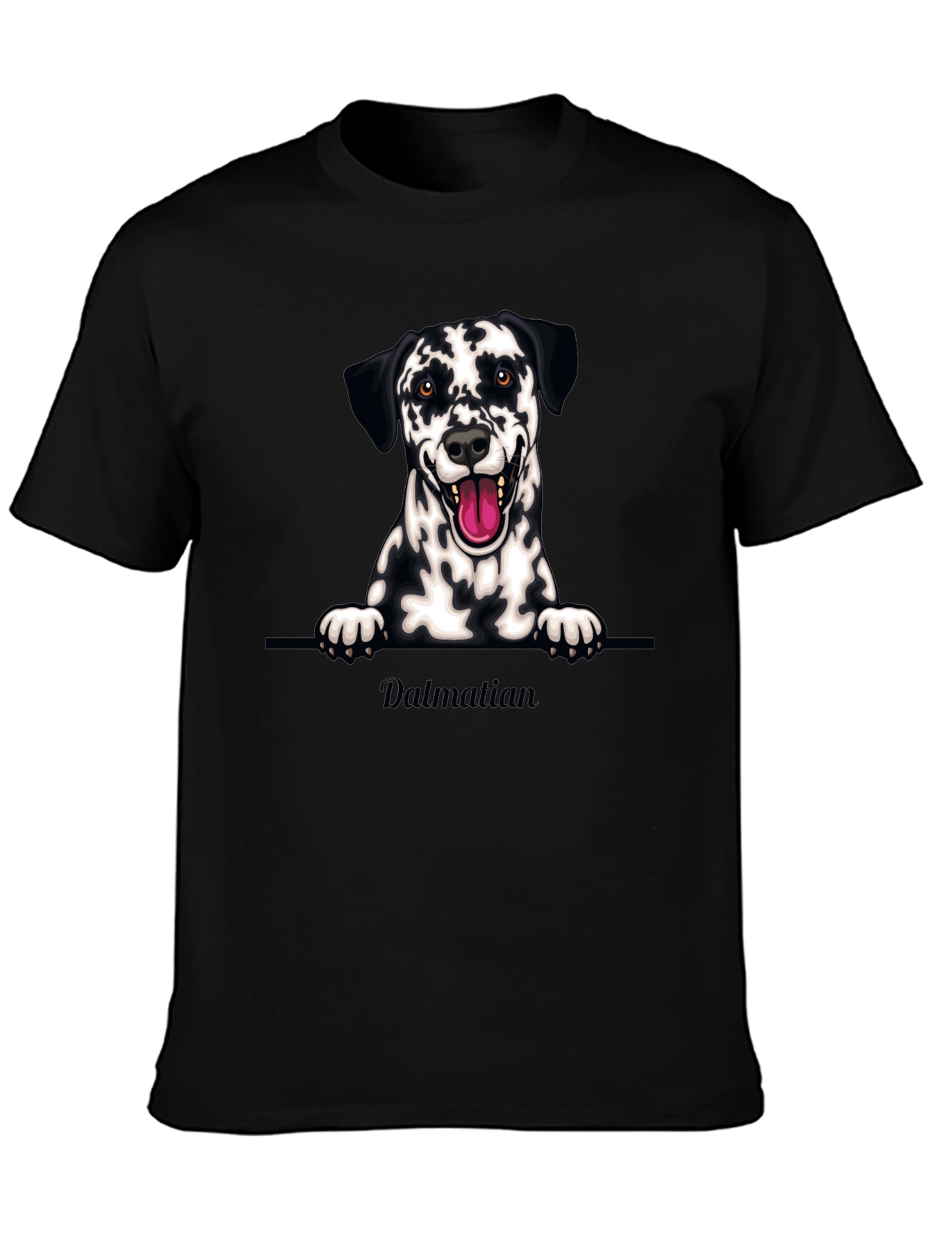 Dalmatian Dog Graphic Tee - Black Cotton T-Shirt