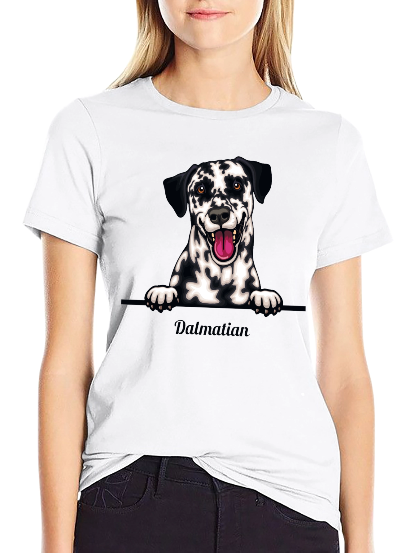 Dalmatian Dog Graphic Tee - Black Cotton T-Shirt