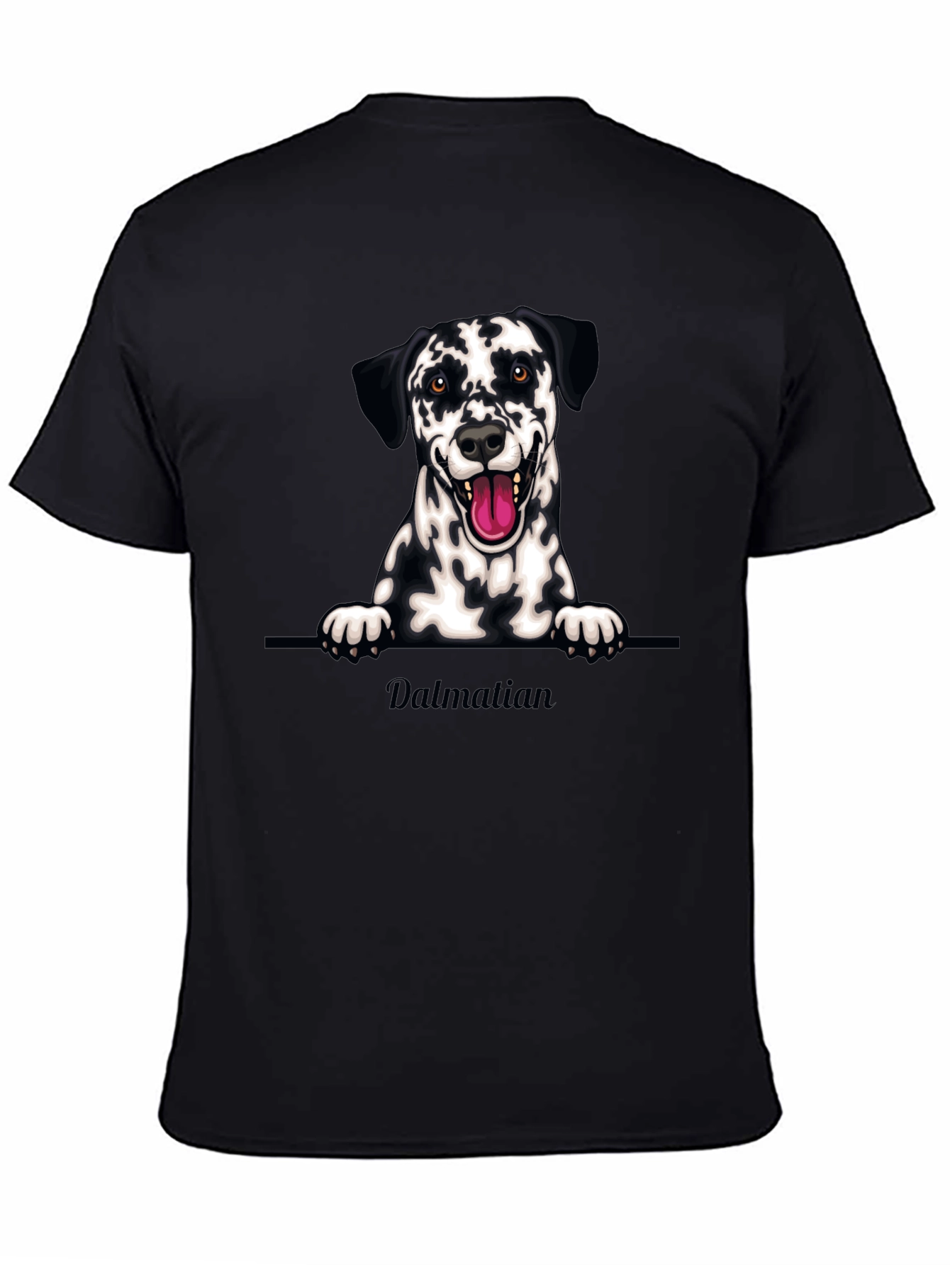 Dalmatian Dog Graphic Tee - Black Cotton T-Shirt