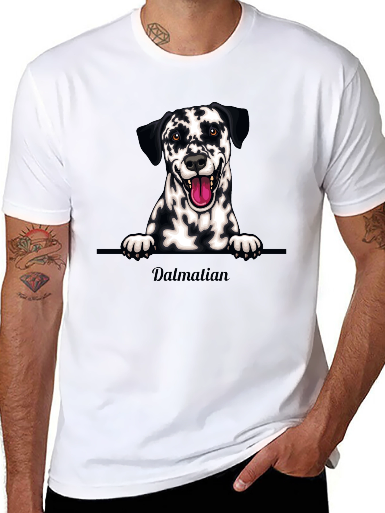 Dalmatian Dog Graphic Tee - Black Cotton T-Shirt