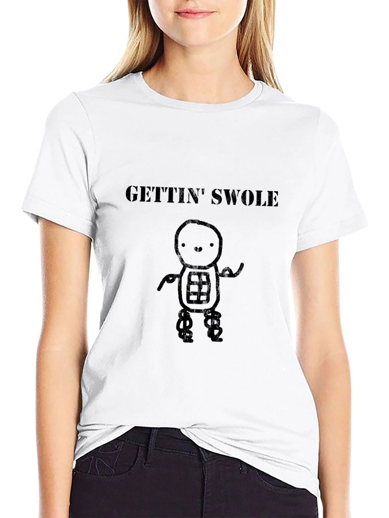 Gettin Swole Black Graphic T-Shirt