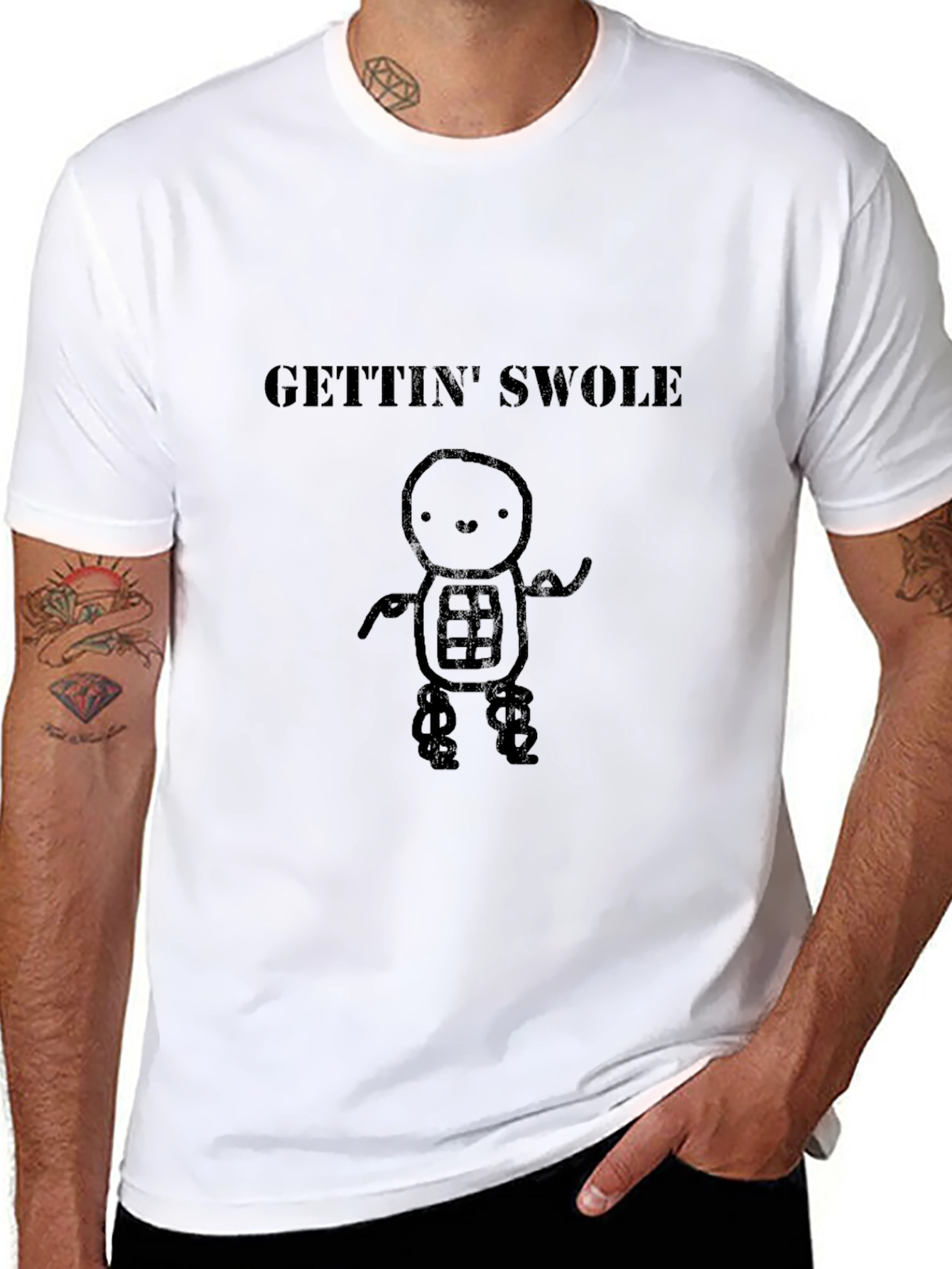 Gettin Swole Black Graphic T-Shirt