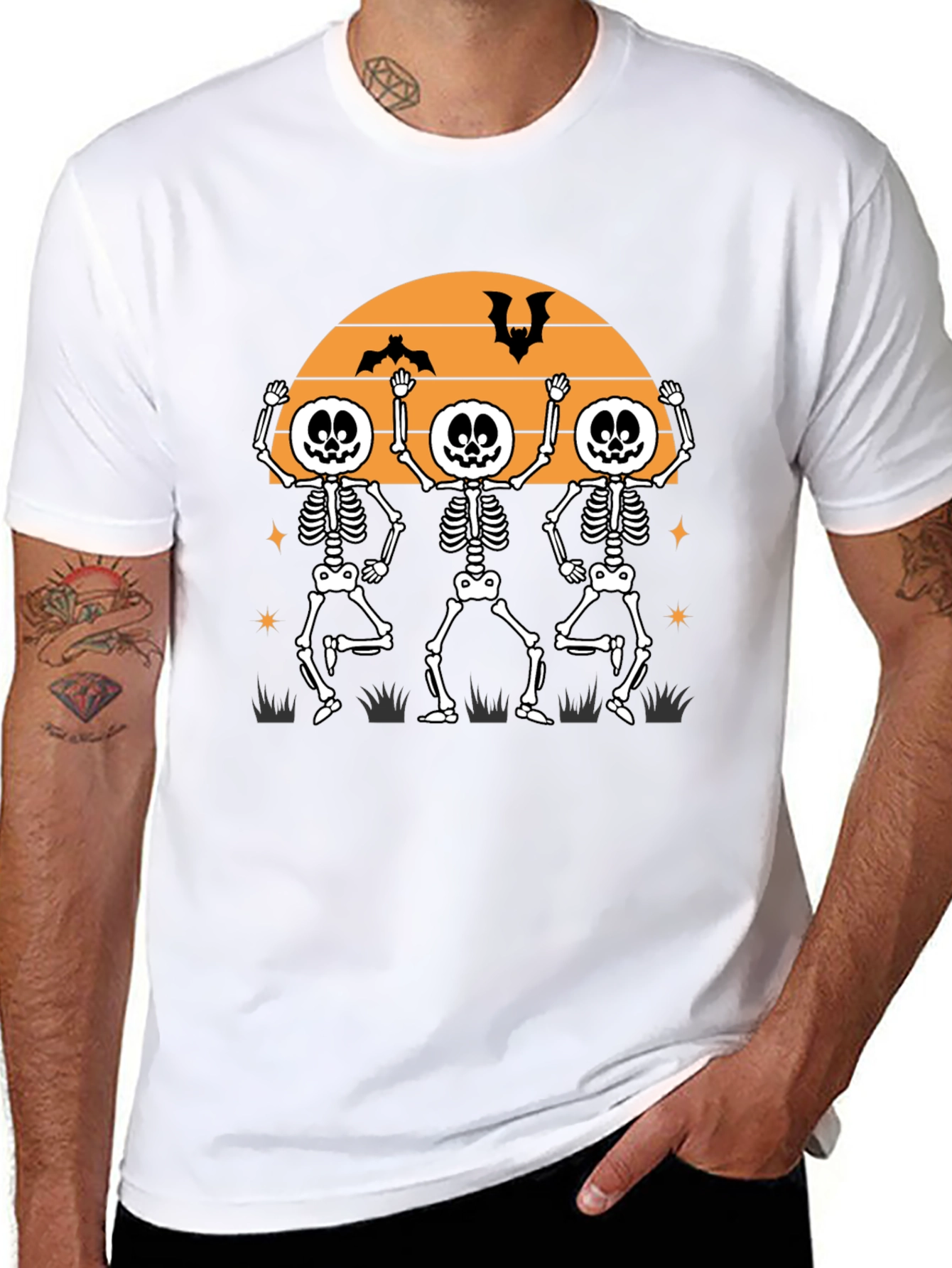 Dancing Skeletons Halloween T-Shirt - Fun Festive Apparel