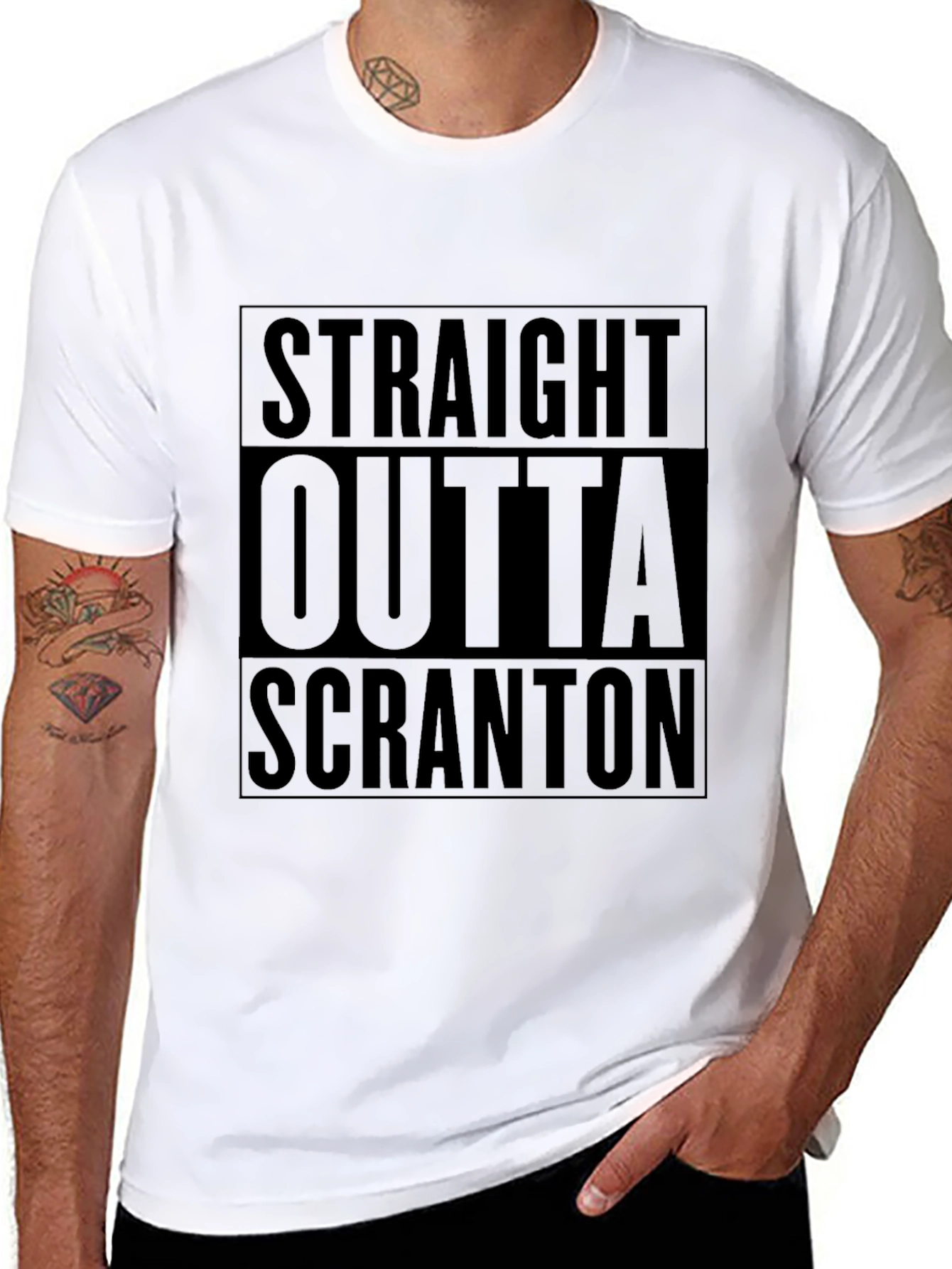 Straight Outta Scranton T-Shirt - Black Crew Neck Tee