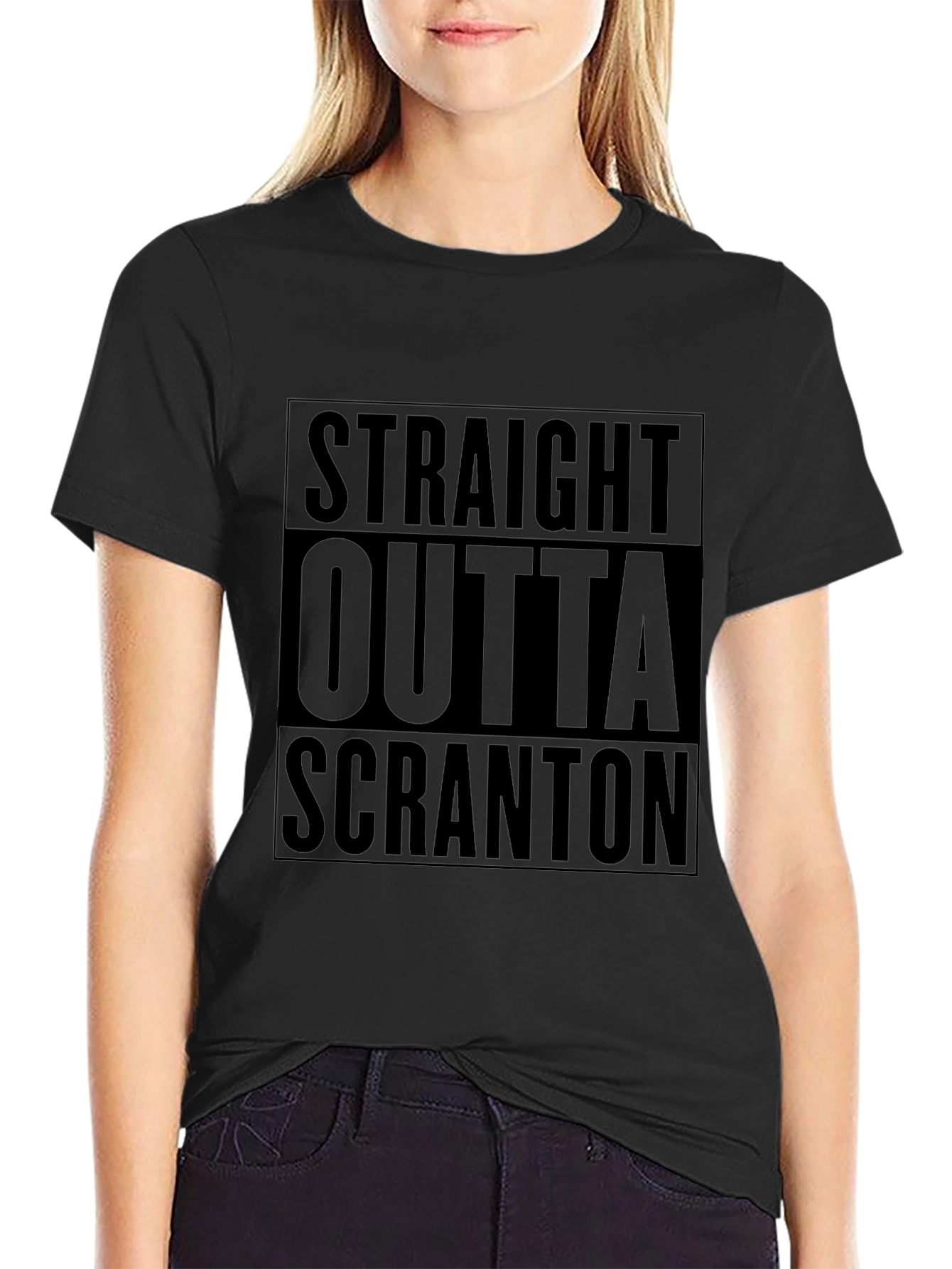 Straight Outta Scranton T-Shirt - Black Crew Neck Tee