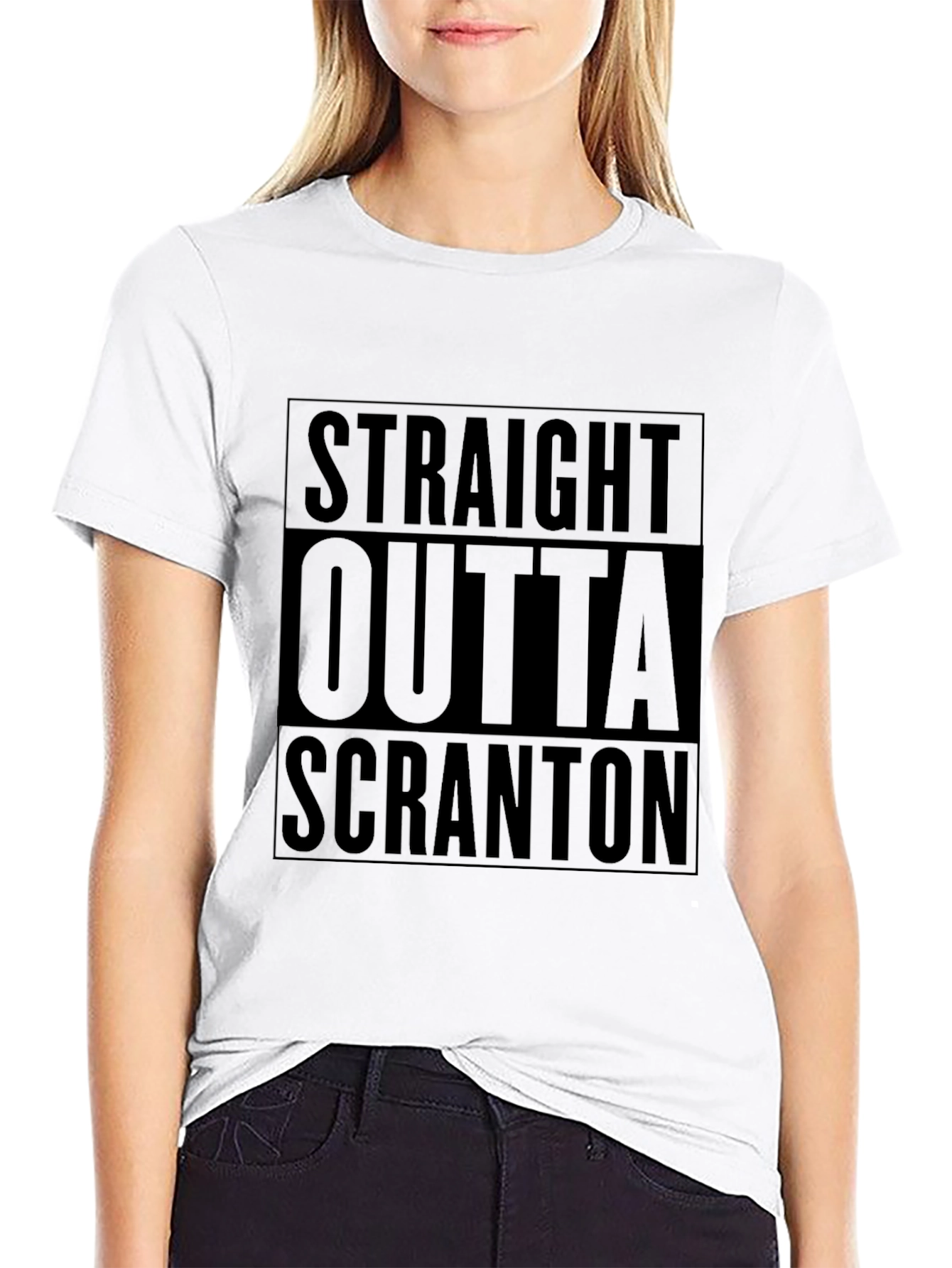 Straight Outta Scranton T-Shirt - Black Crew Neck Tee