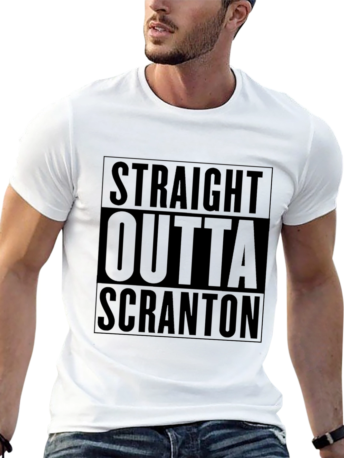 Straight Outta Scranton T-Shirt - Black Crew Neck Tee
