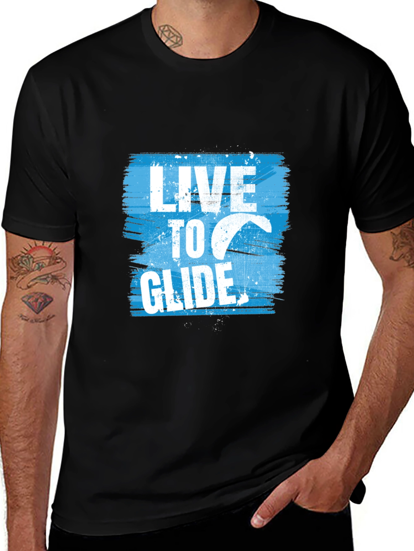 Live to Glide Black Graphic Tee - Kitesurfing Apparel
