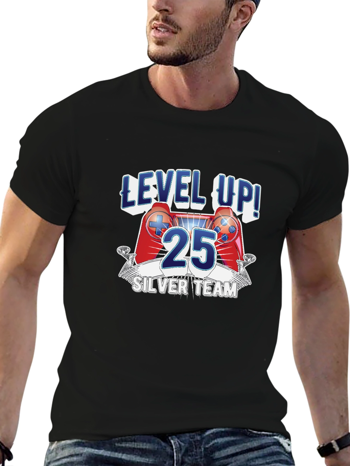 Level Up 25 Gamer T-Shirt - Silver Team Edition