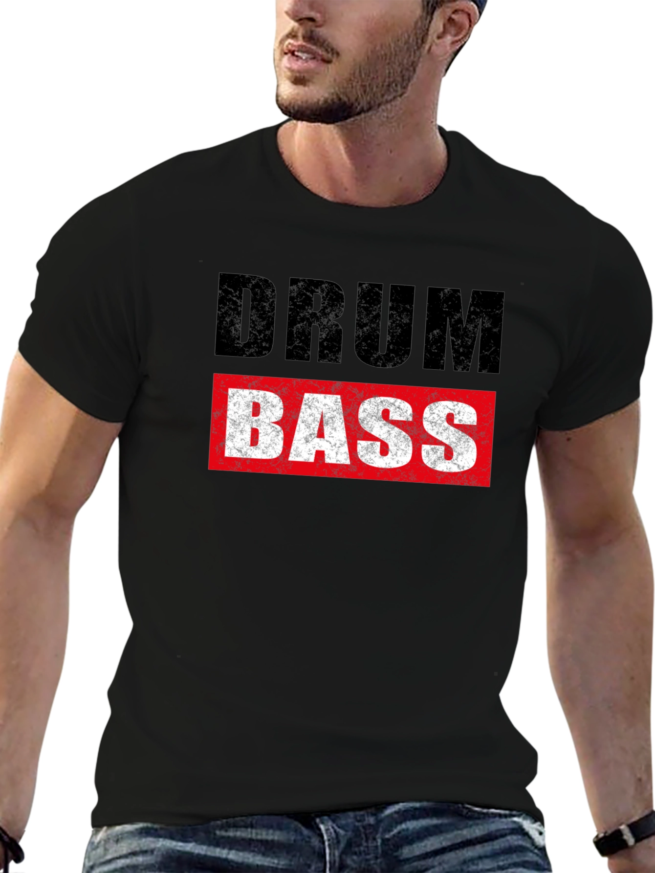 Drum & Bass Graphic Tee - Black Cotton Blend