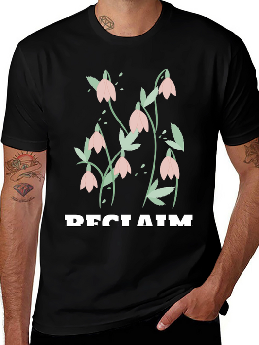 Floral Reclaim Graphic Tee - Black Cotton Casual Shirt