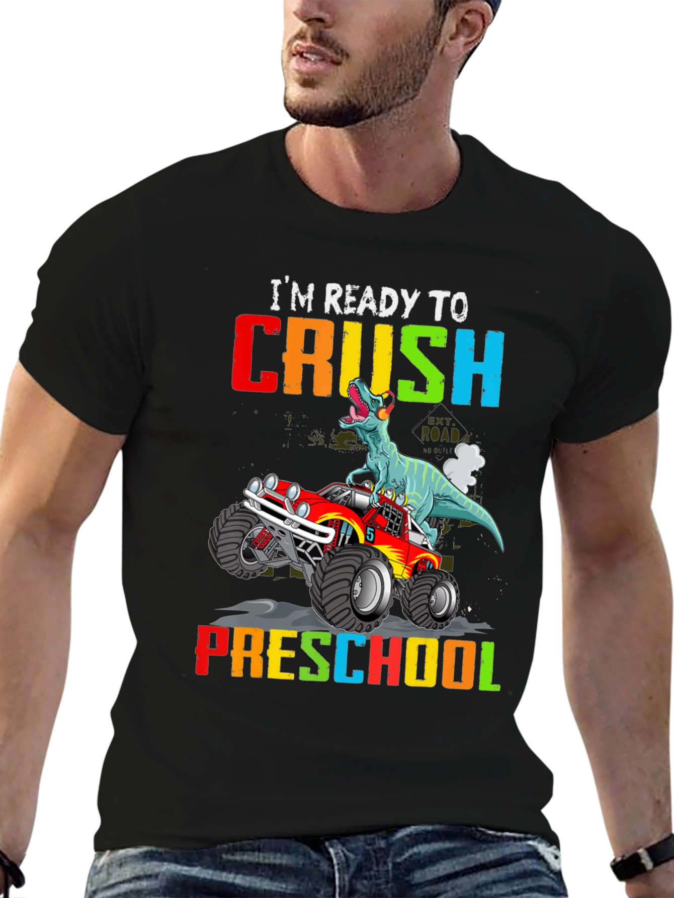Ready to Crush Preschool Dinosaur Monster Truck T-Shirt