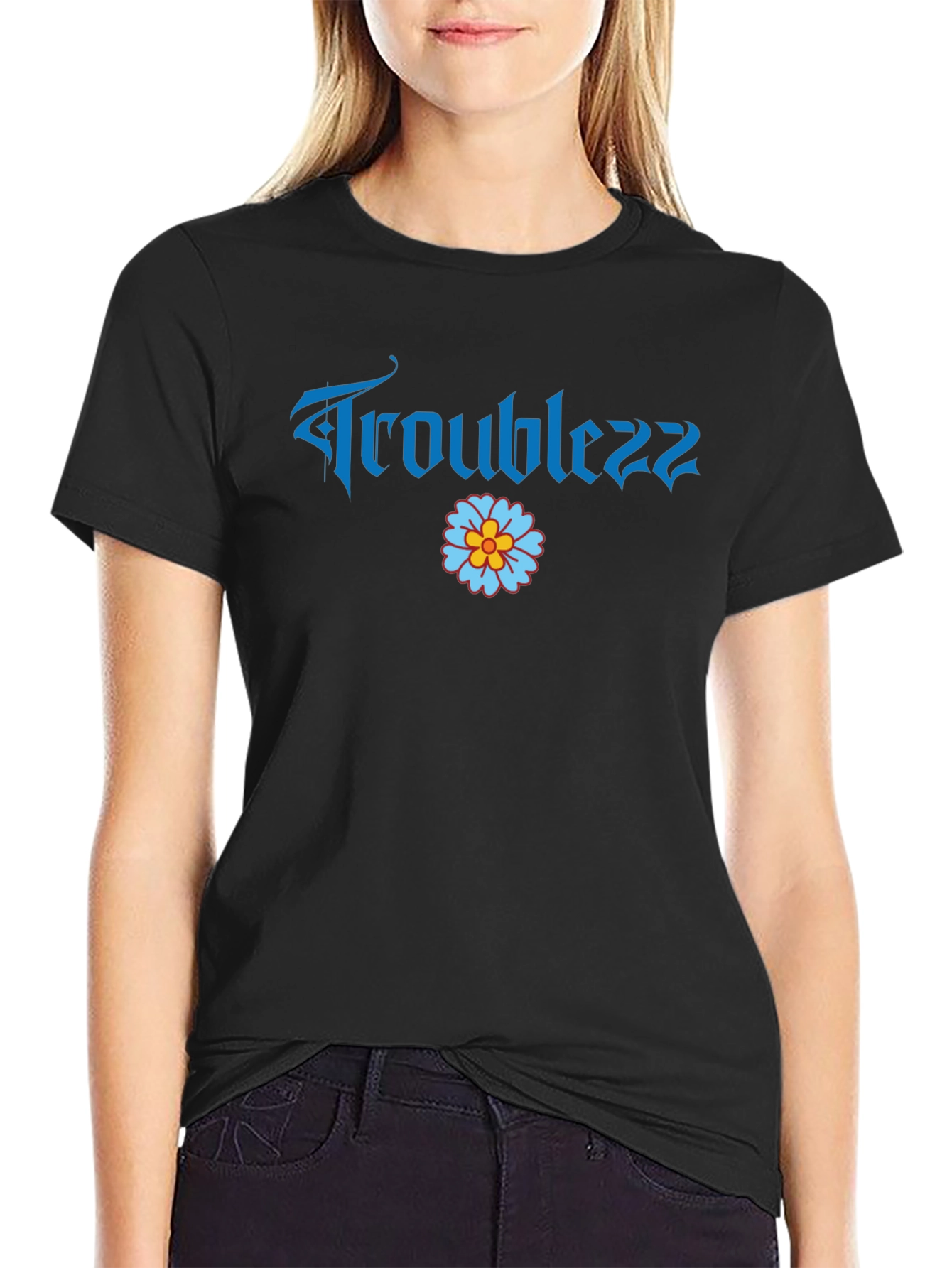 Troublezz Graphic Tee - Black Cotton Casual Shirt