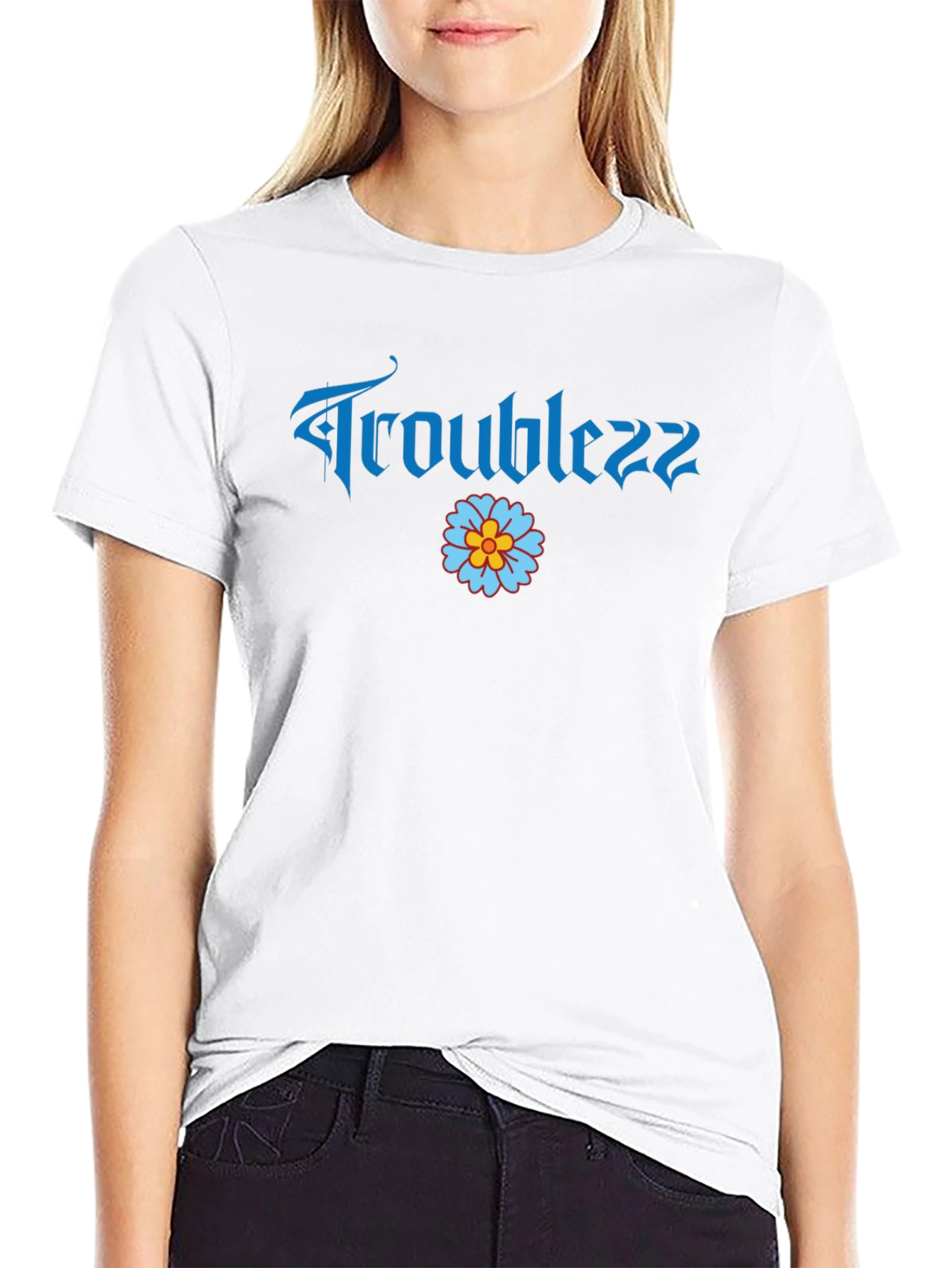 Troublezz Graphic Tee - Black Cotton Casual Shirt