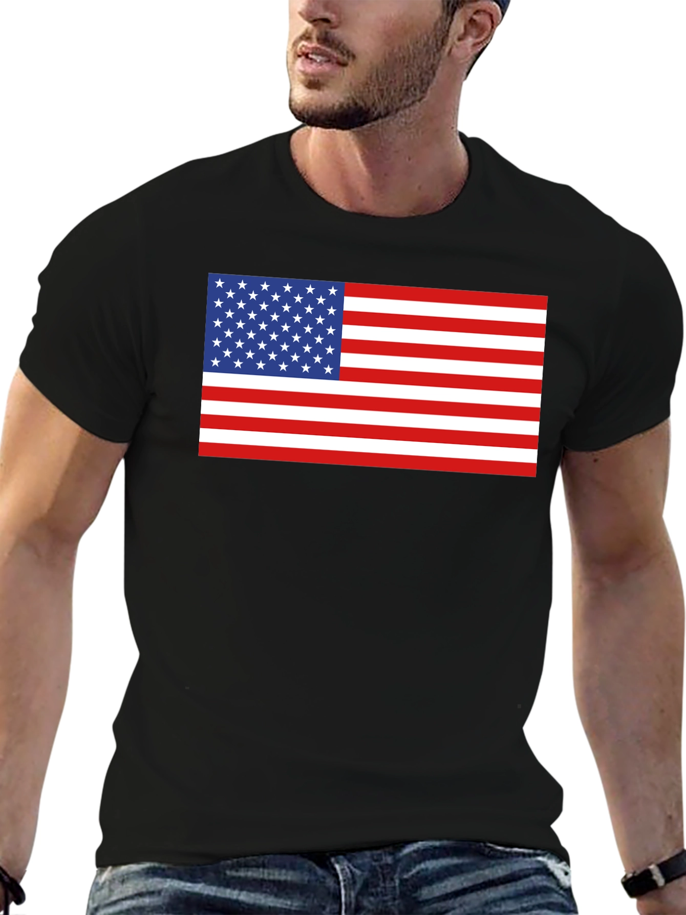 American Flag Graphic Tee - Patriotic Black T-Shirt