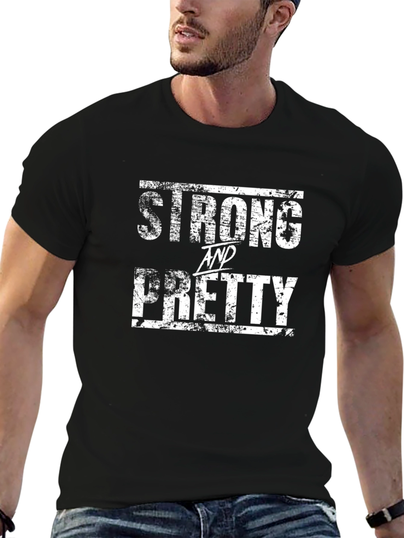 Strong & Pretty Graphic Tee - Black Cotton T-Shirt