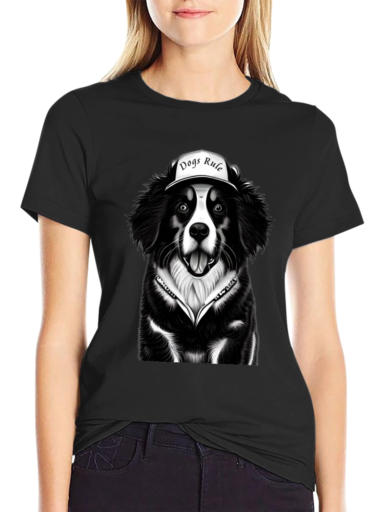Dogs Rule Graphic Tee - Black Dog Lover T-Shirt