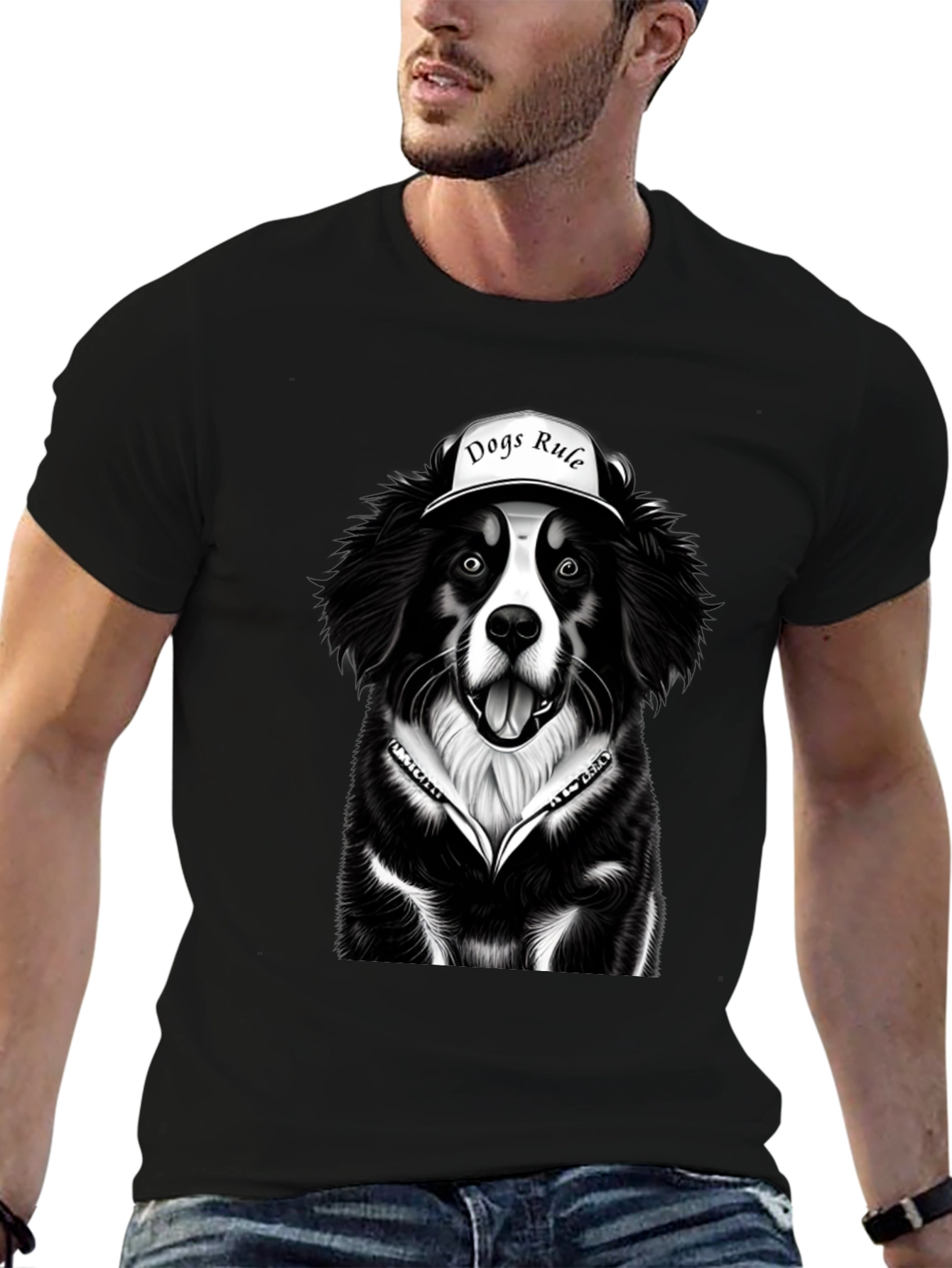 Dogs Rule Graphic Tee - Black Dog Lover T-Shirt