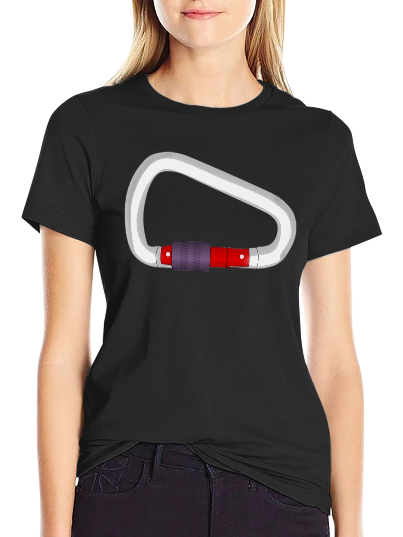 Climbing Carabiner Graphic Black T-Shirt