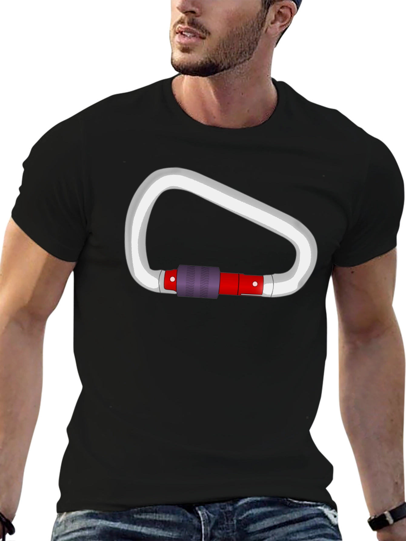 Climbing Carabiner Graphic Black T-Shirt