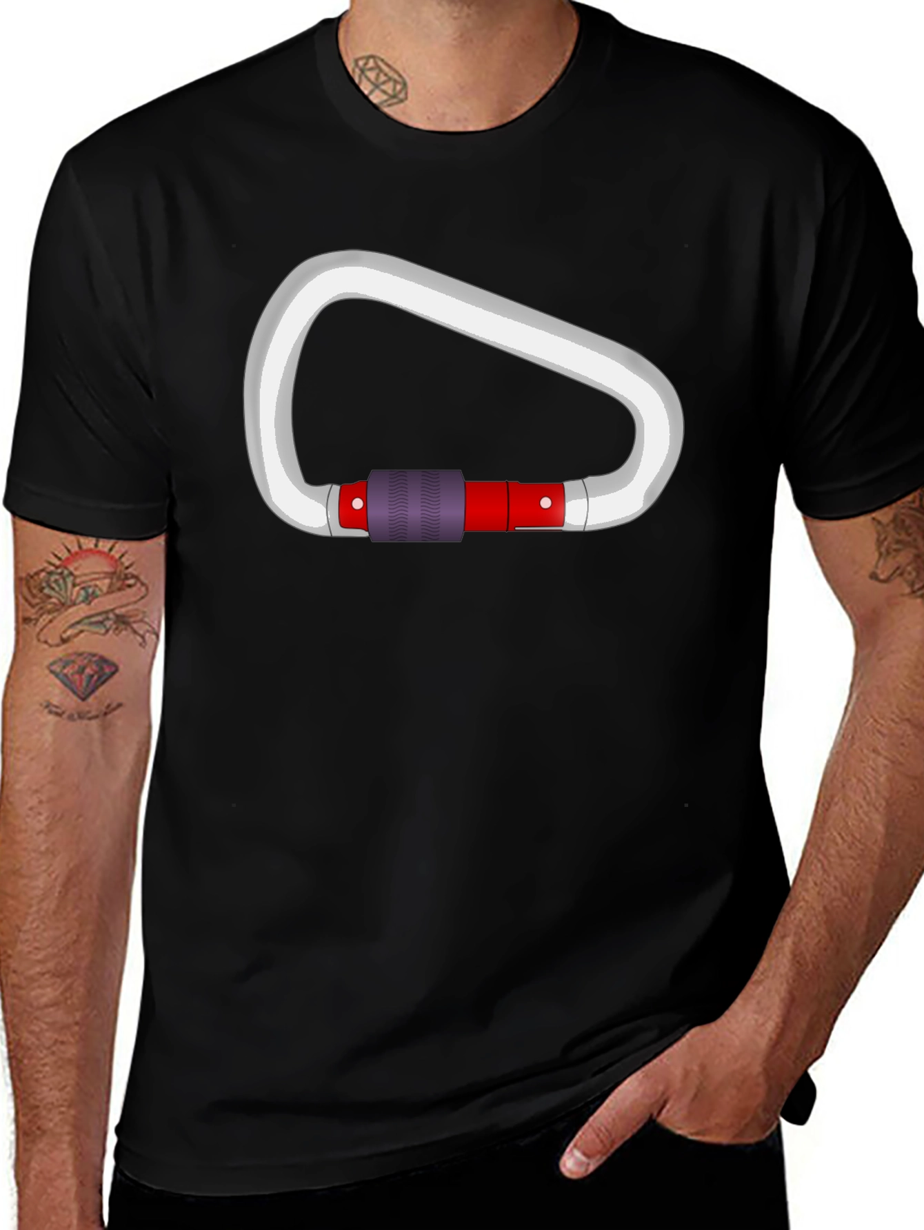 Climbing Carabiner Graphic Black T-Shirt