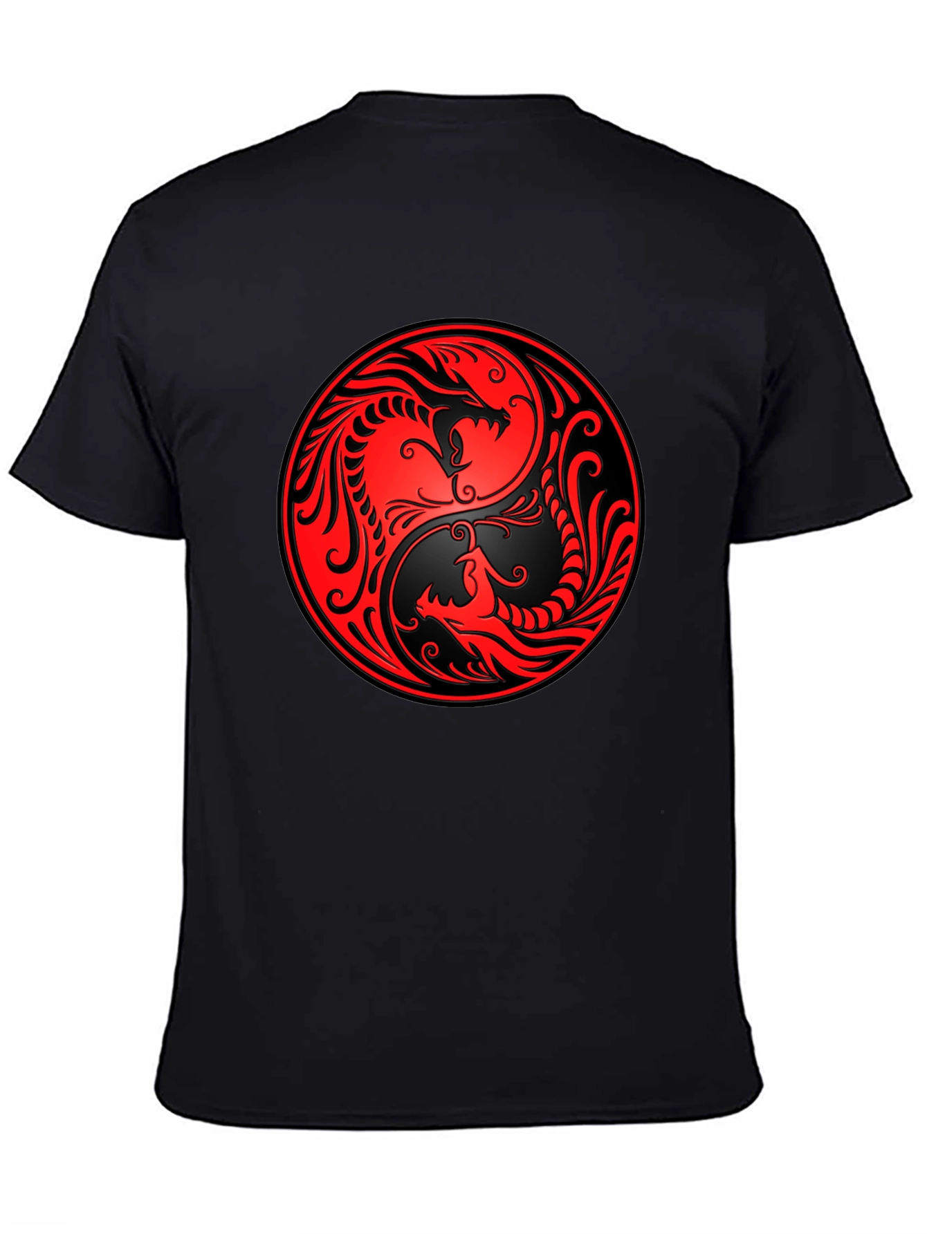 Yin Yang Dragon Graphic Black T-Shirt