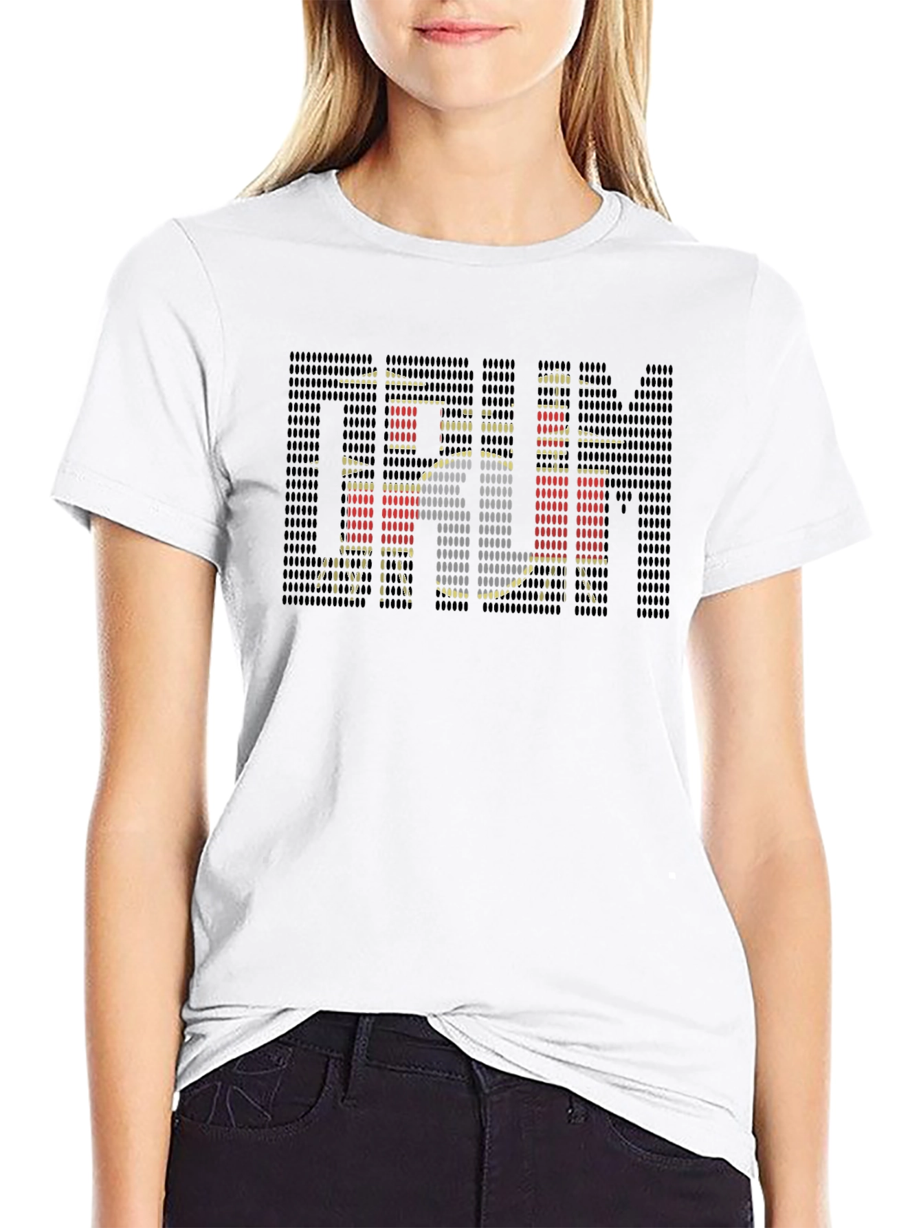 Drum Kit Pixelated Black T-Shirt