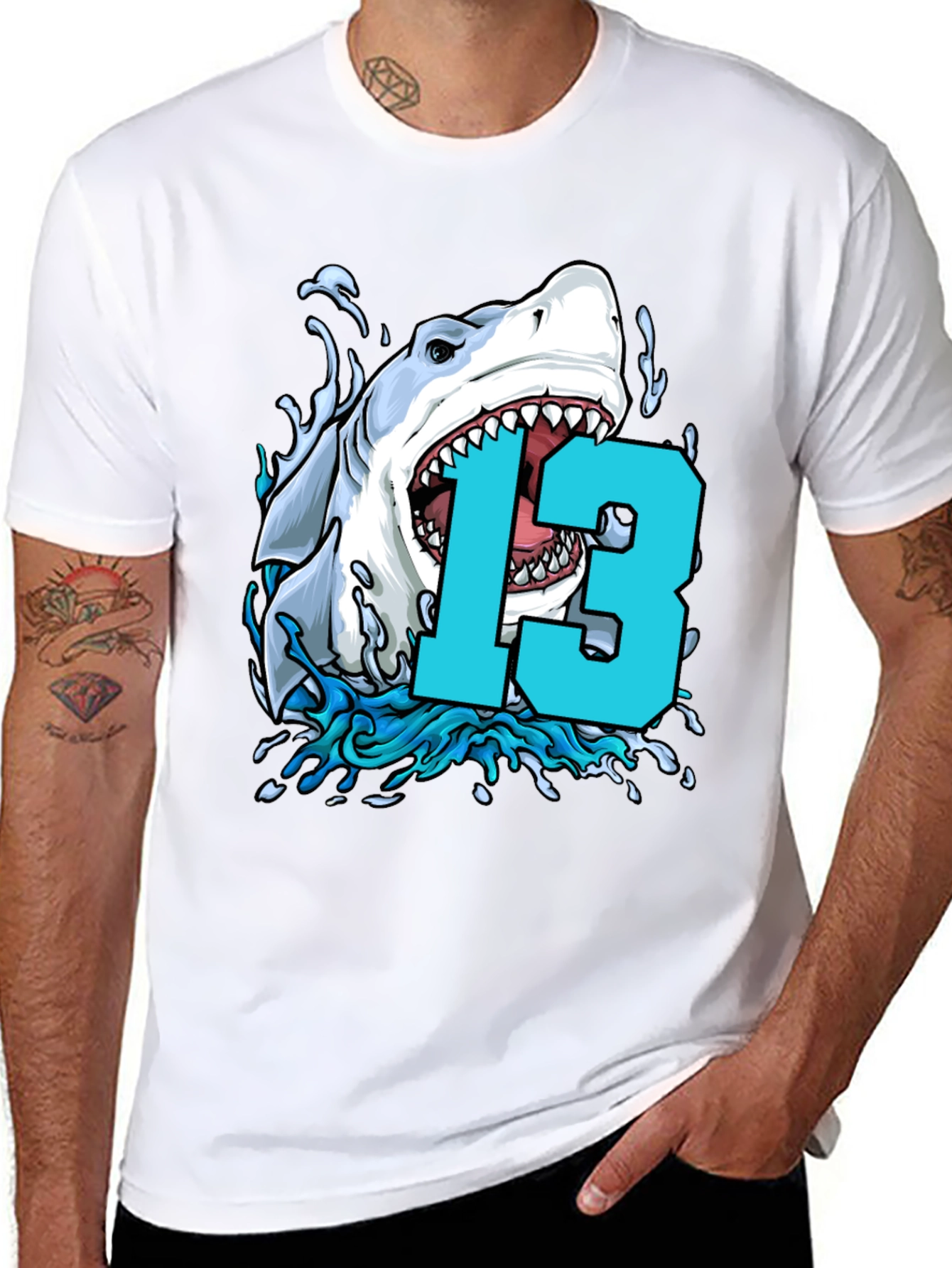 Shark 13th Birthday T-Shirt - Boys Thirteen Party Tee