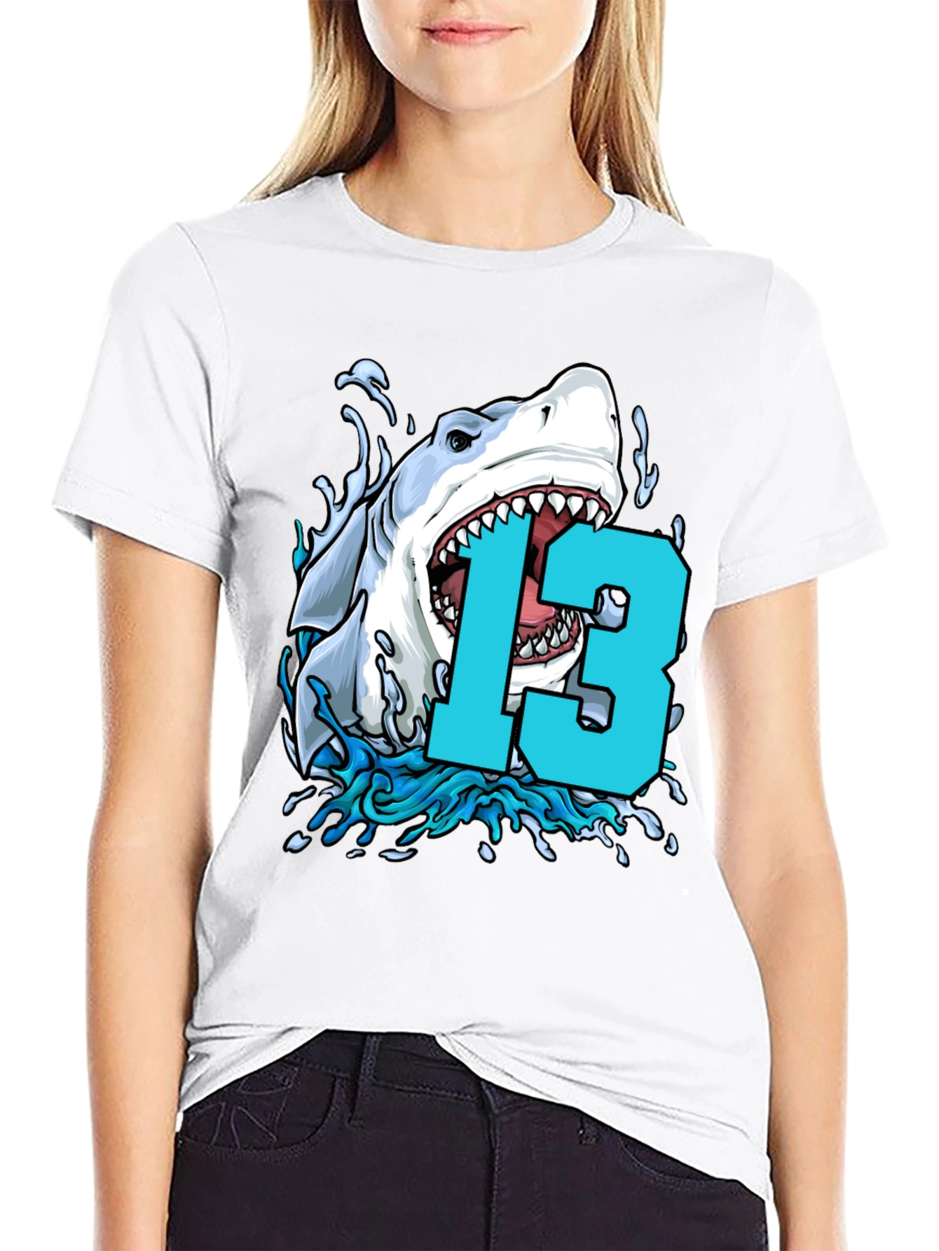Shark 13th Birthday T-Shirt - Boys Thirteen Party Tee