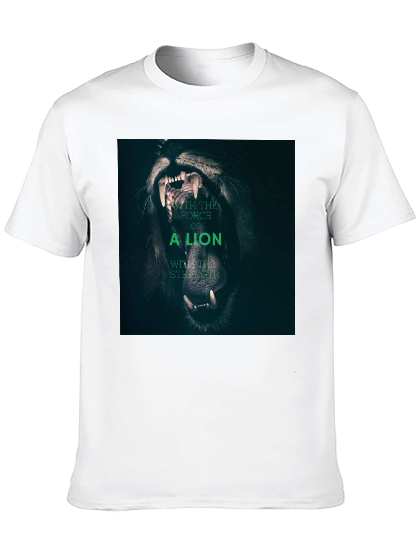 Lion Strength Graphic Tee - Black Cotton T-Shirt