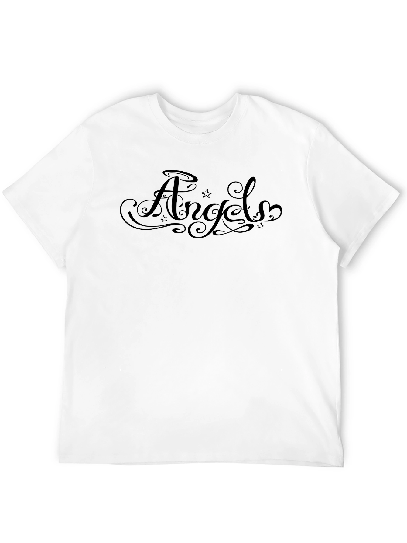 Angels Graphic Tee - Black Crew Neck T-Shirt