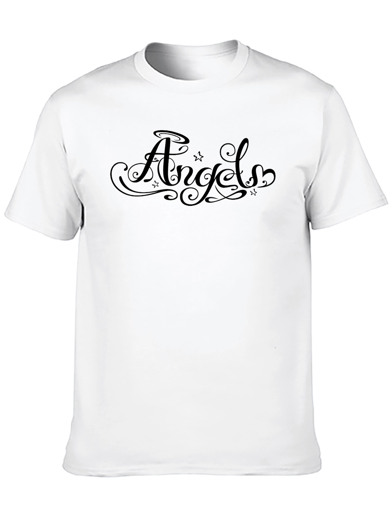 Angels Graphic Tee - Black Crew Neck T-Shirt