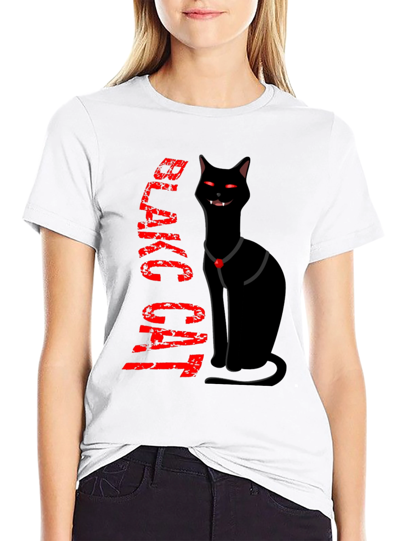Black Cat Novelty T-Shirt - Halloween Style