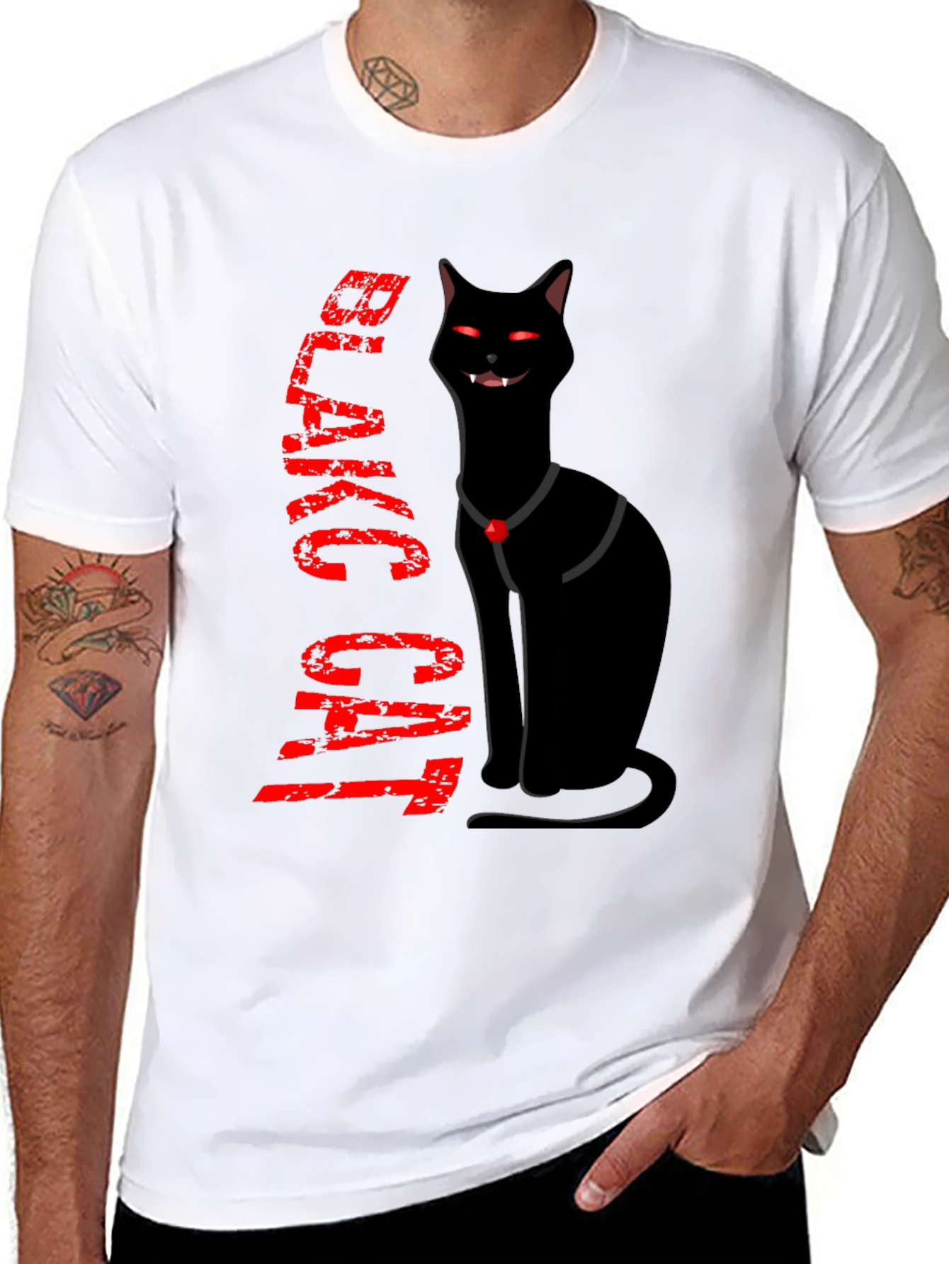 Black Cat Novelty T-Shirt - Halloween Style