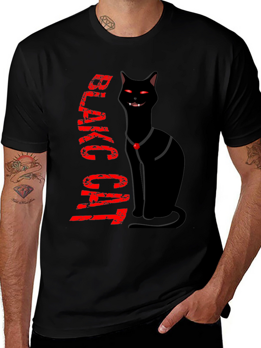 Black Cat Novelty T-Shirt - Halloween Style