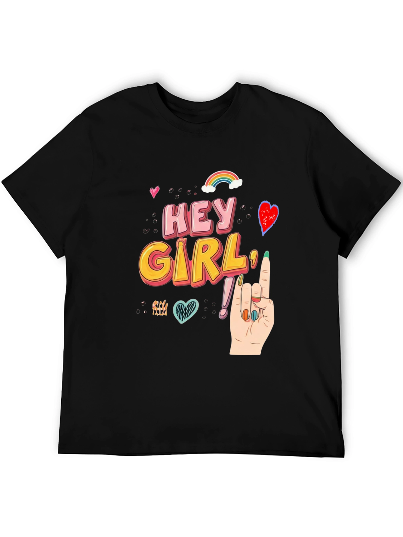 Hey Girl Graphic T-Shirt - Black