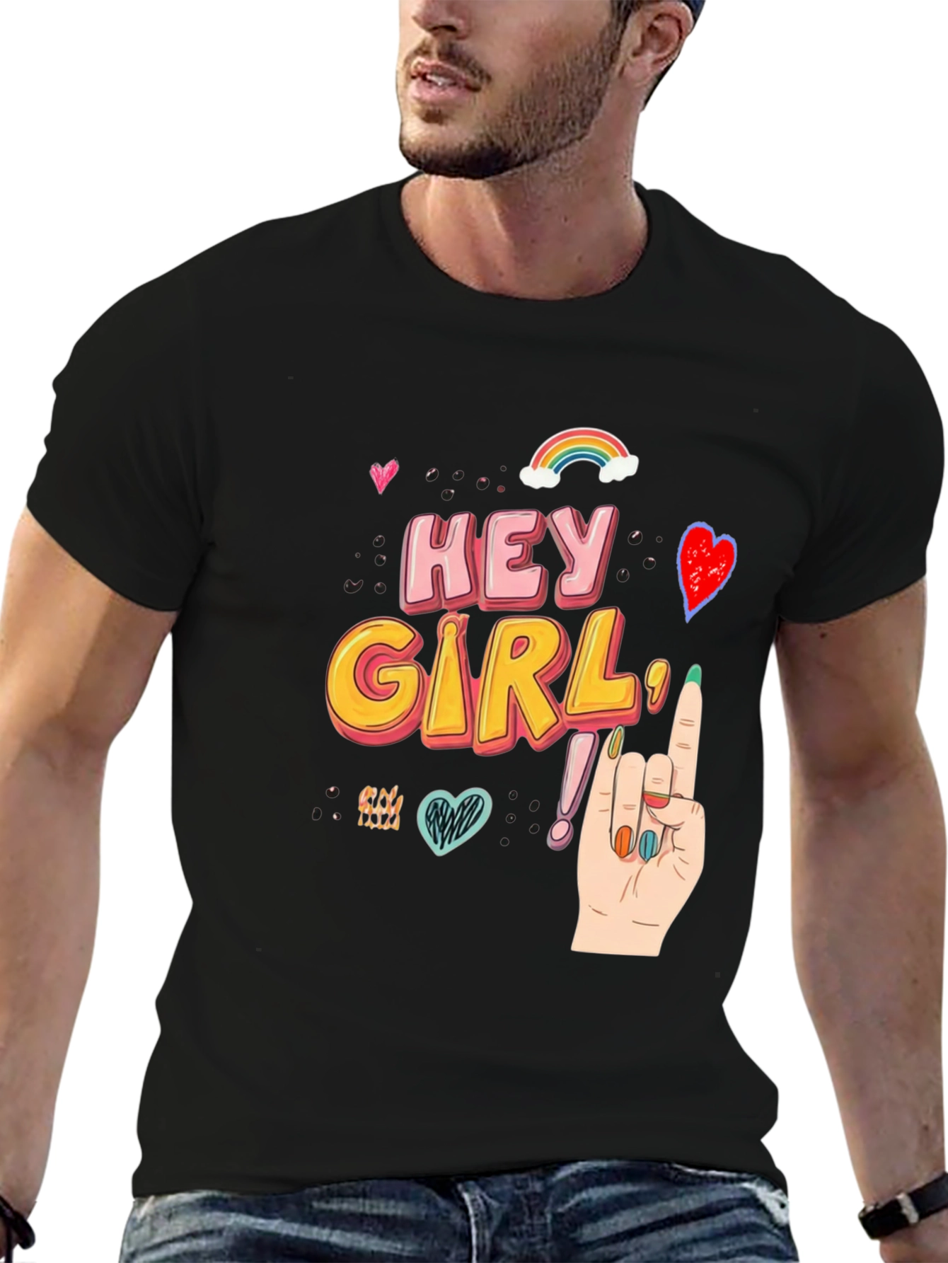 Hey Girl Graphic T-Shirt - Black