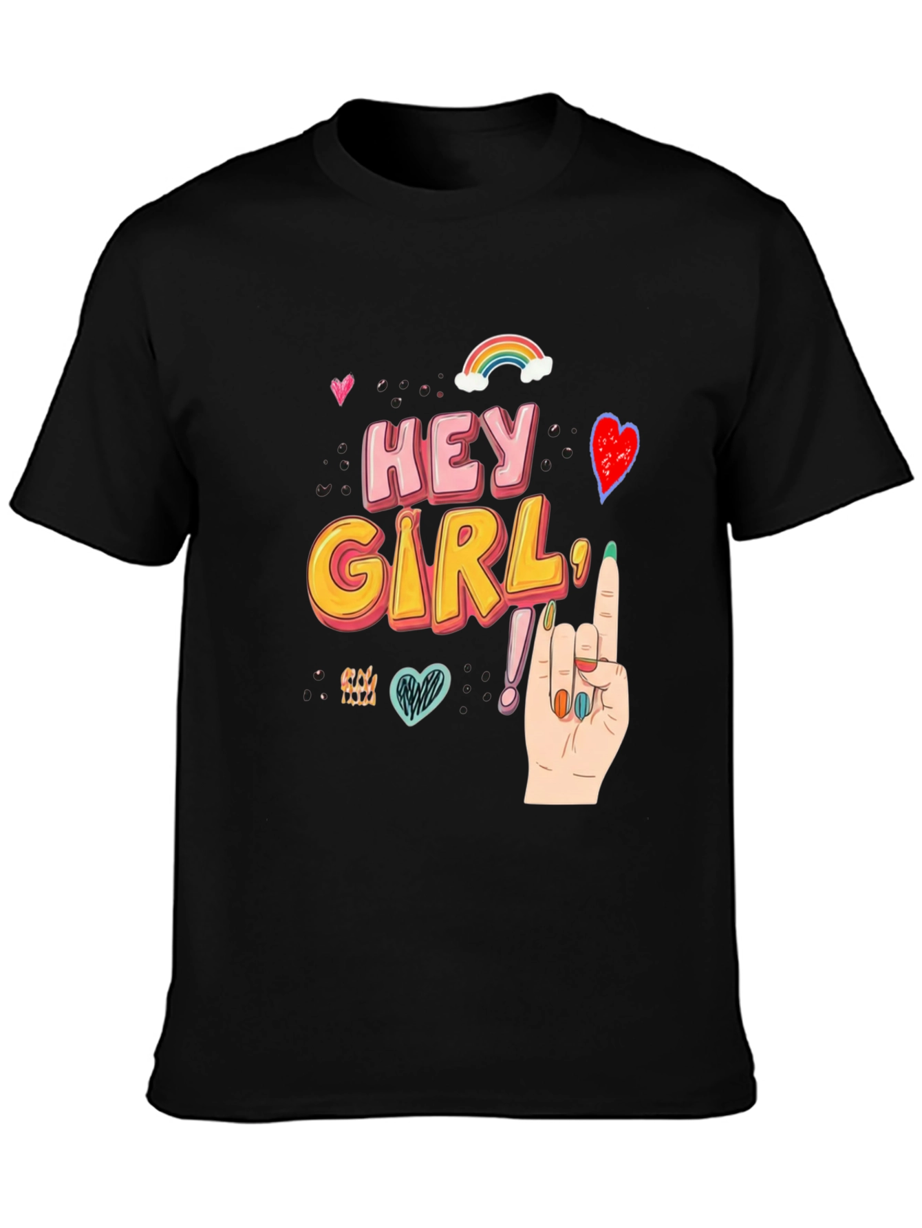 Hey Girl Graphic T-Shirt - Black