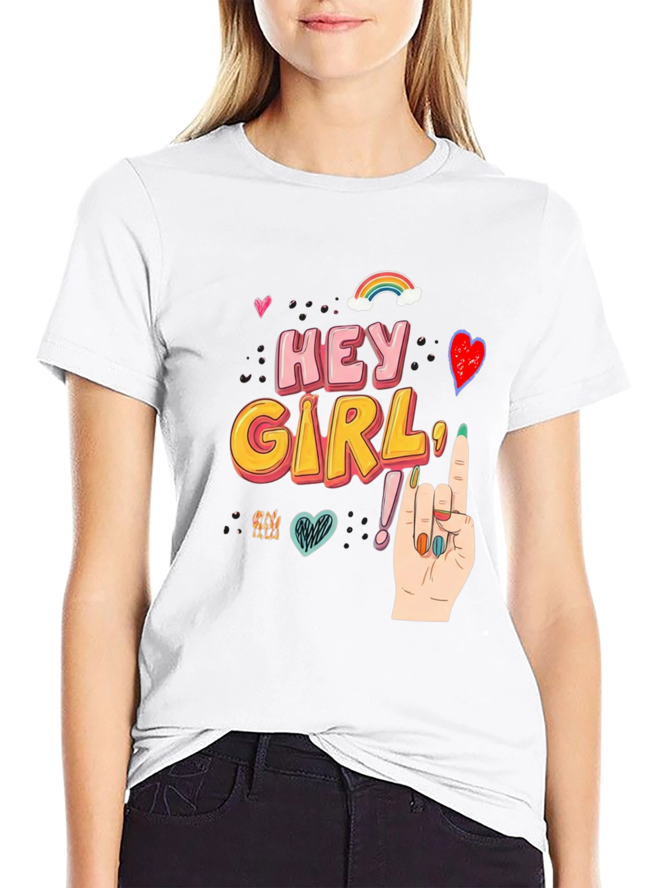 Hey Girl Graphic T-Shirt - Black