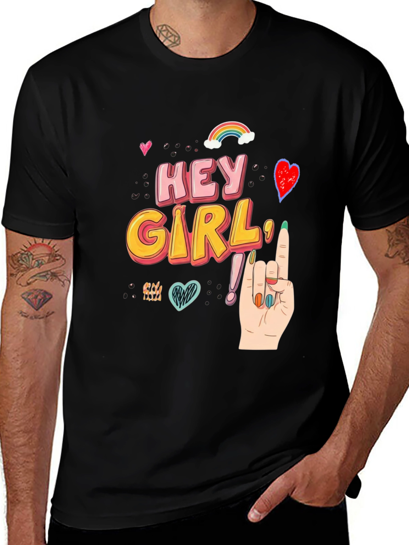 Hey Girl Graphic T-Shirt - Black