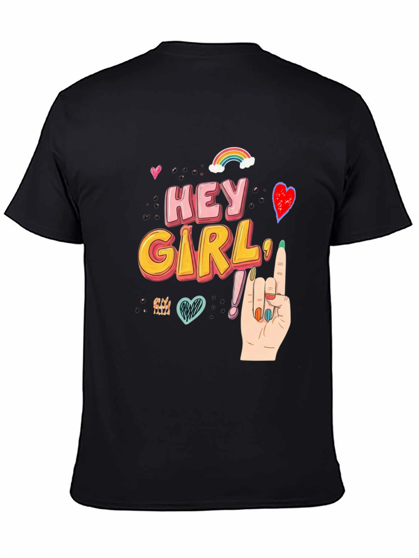 Hey Girl Graphic T-Shirt - Black