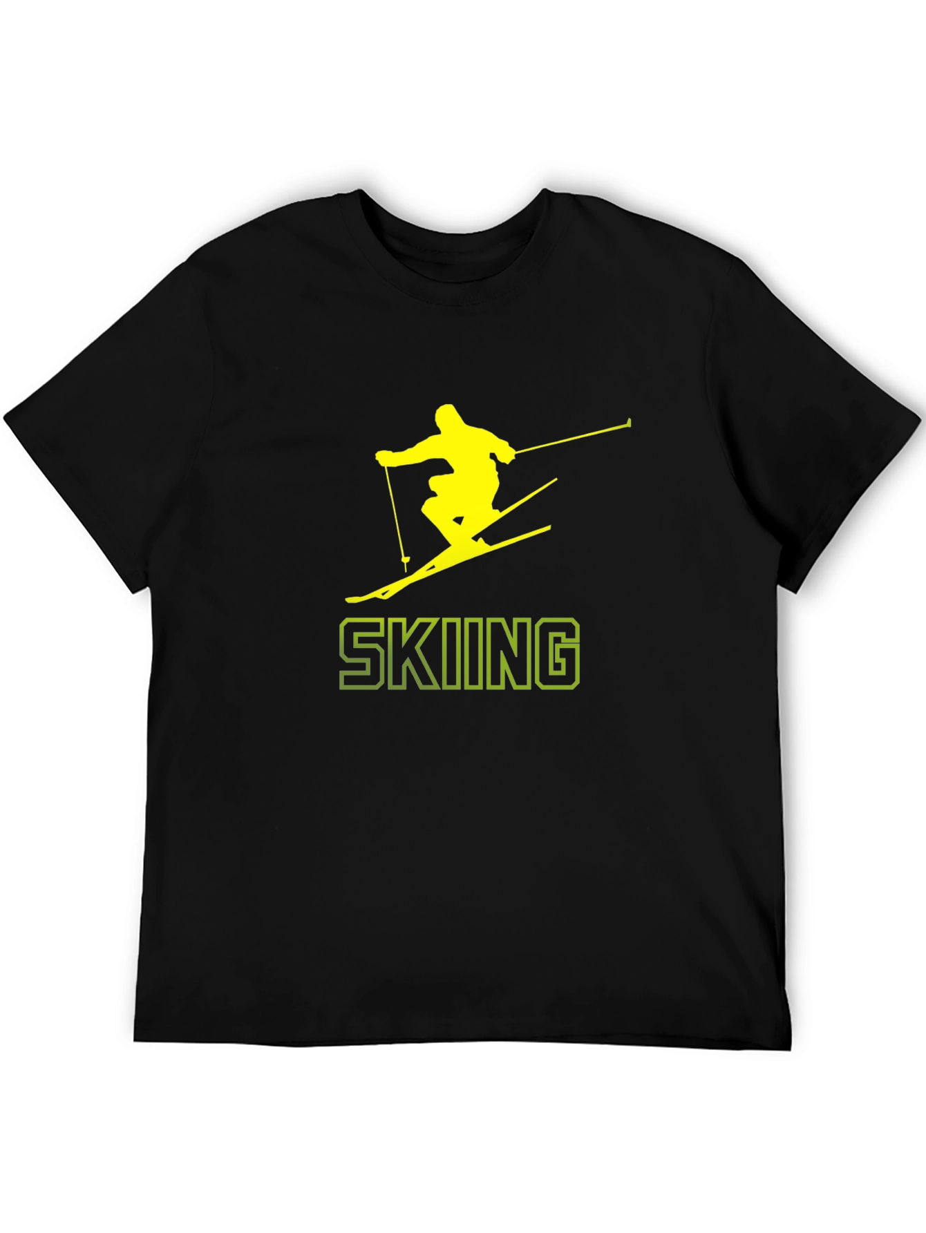 Skiing Graphic Tee - Black Cotton T-Shirt