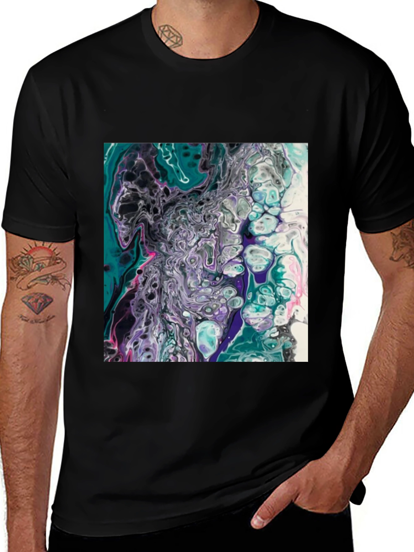 Abstract Art T-Shirt - Fluid Pour Design