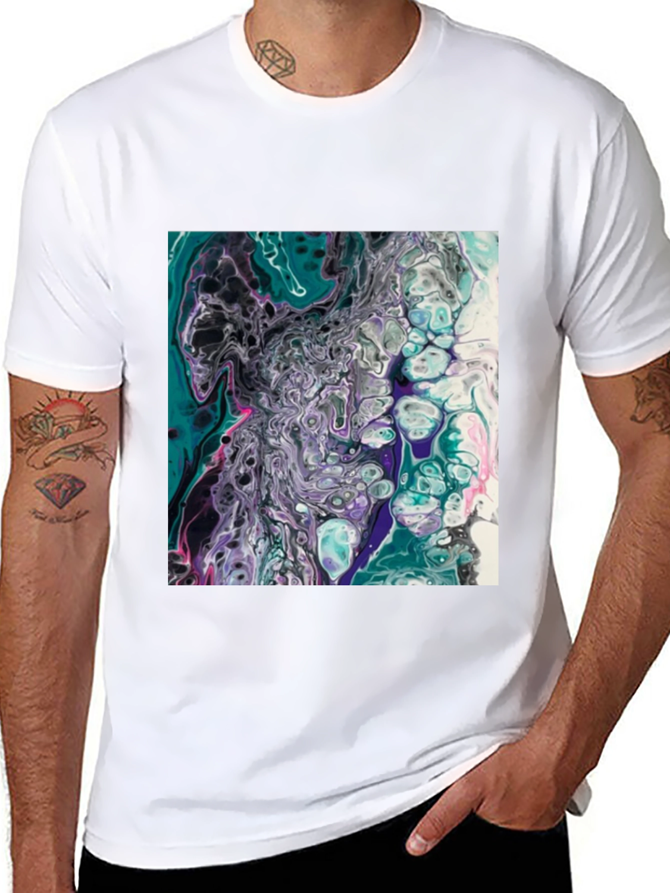 Abstract Art T-Shirt - Fluid Pour Design