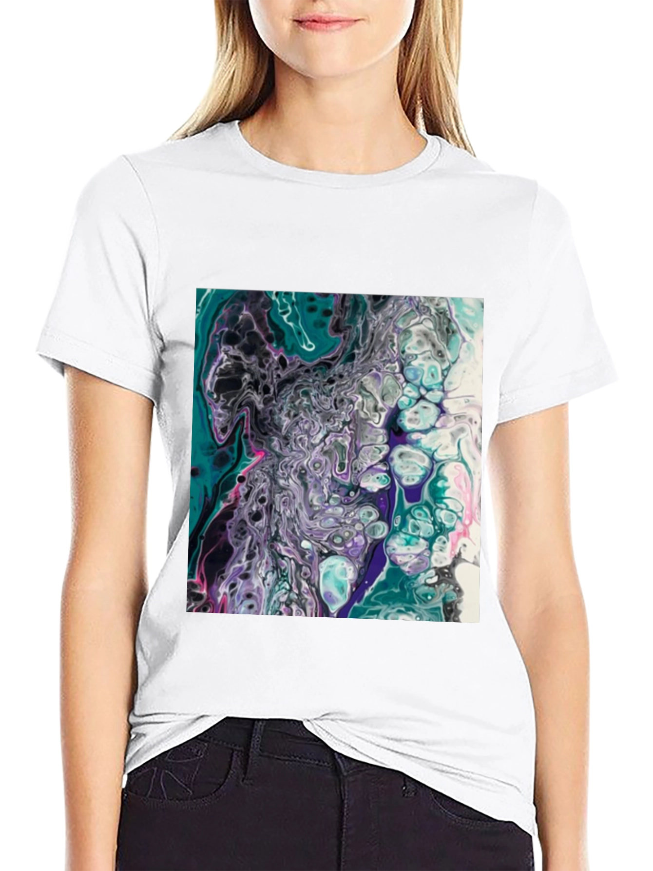 Abstract Art T-Shirt - Fluid Pour Design