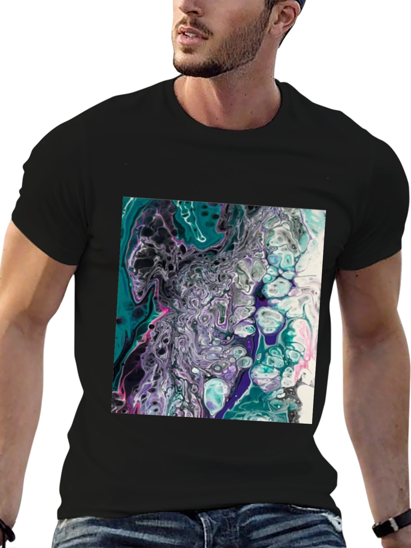 Abstract Art T-Shirt - Fluid Pour Design
