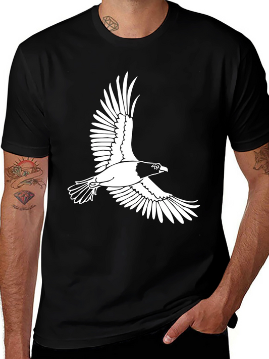 Flying Bird Graphic Tee - Black Cotton T-Shirt