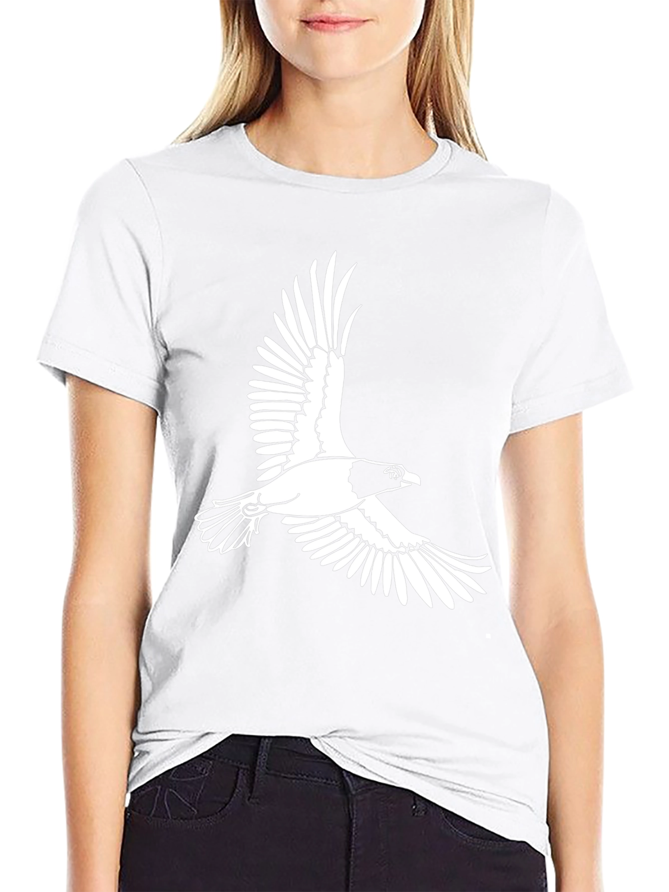 Flying Bird Graphic Tee - Black Cotton T-Shirt